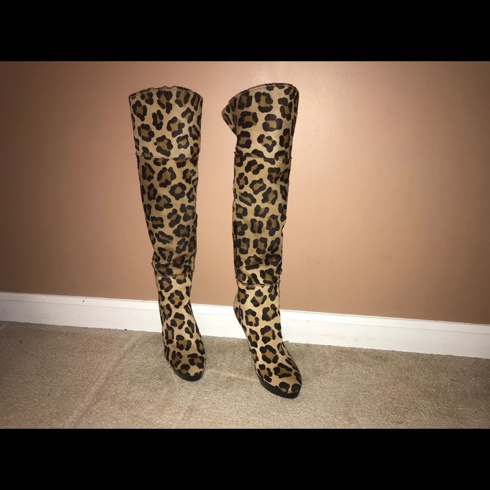 Stuart Weitzman, animal print knee-high boots